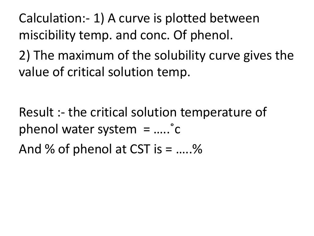 critical solution temperature of phenolwater system