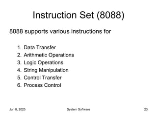 Machine Language of Intel 8088: Instruction format and Types | PPT