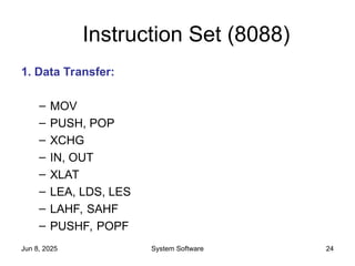 Machine Language of Intel 8088: Instruction format and Types | PPT