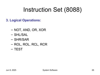 Machine Language of Intel 8088: Instruction format and Types | PPT