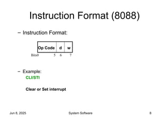 Machine Language of Intel 8088: Instruction format and Types | PPT