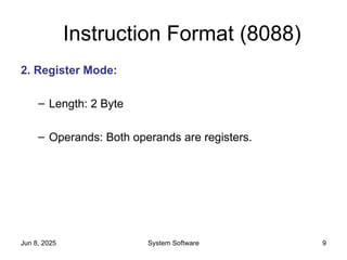 Machine Language Instruction Format Machine Language of Intel 8088: Instruction format and Types | PPT