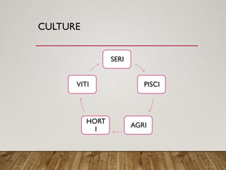 CULTURE
SERI
PISCI
AGRI
HORT
I
VITI
 