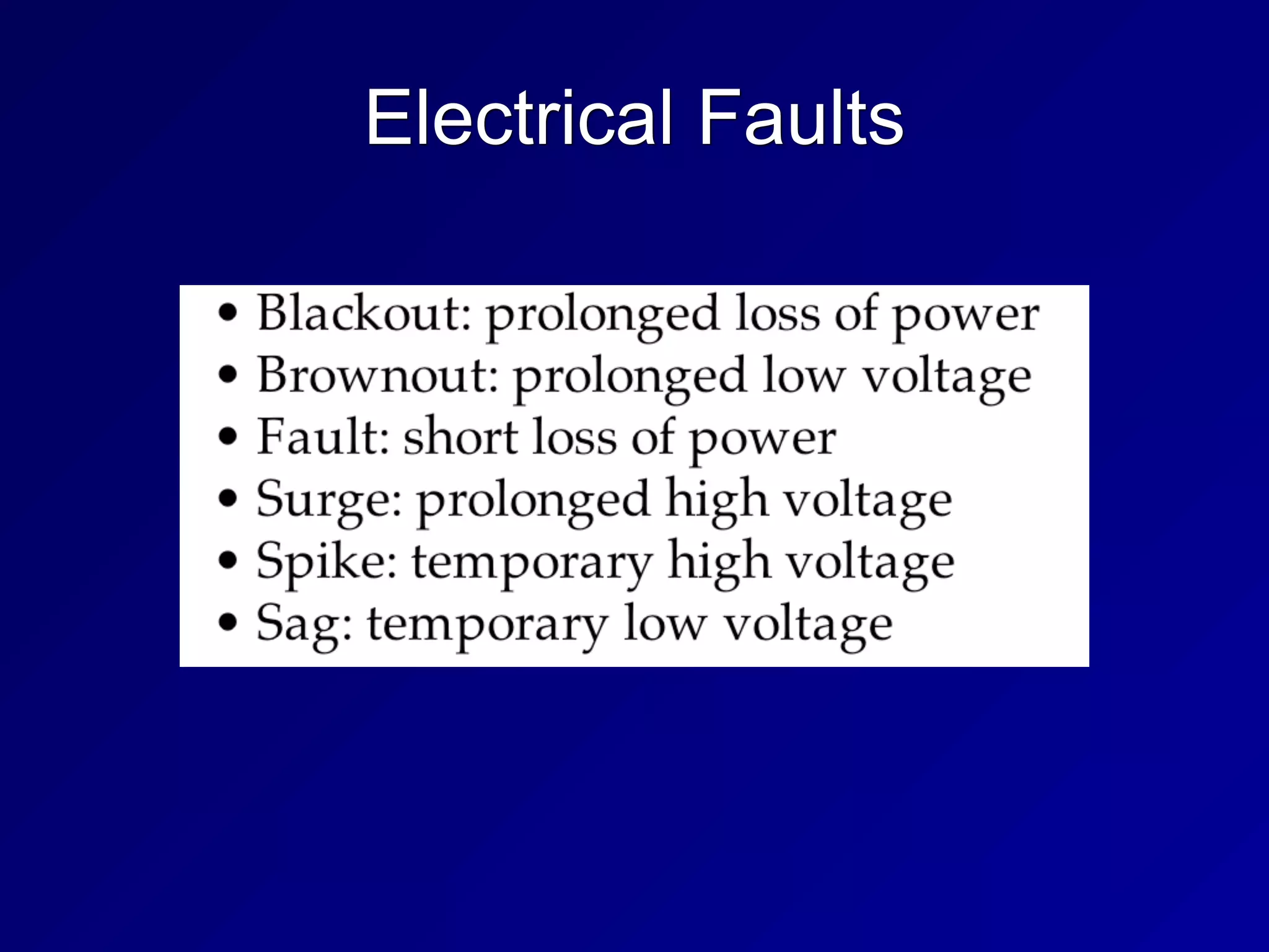 Electrical Faults
 