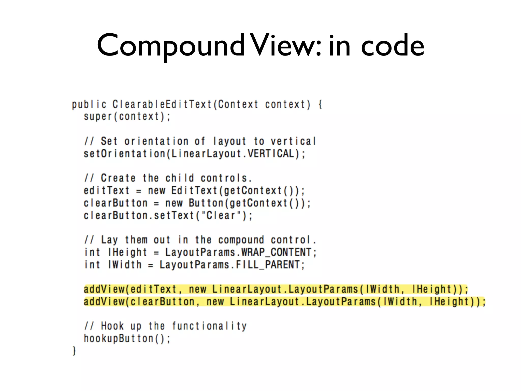 Compound View: in code 