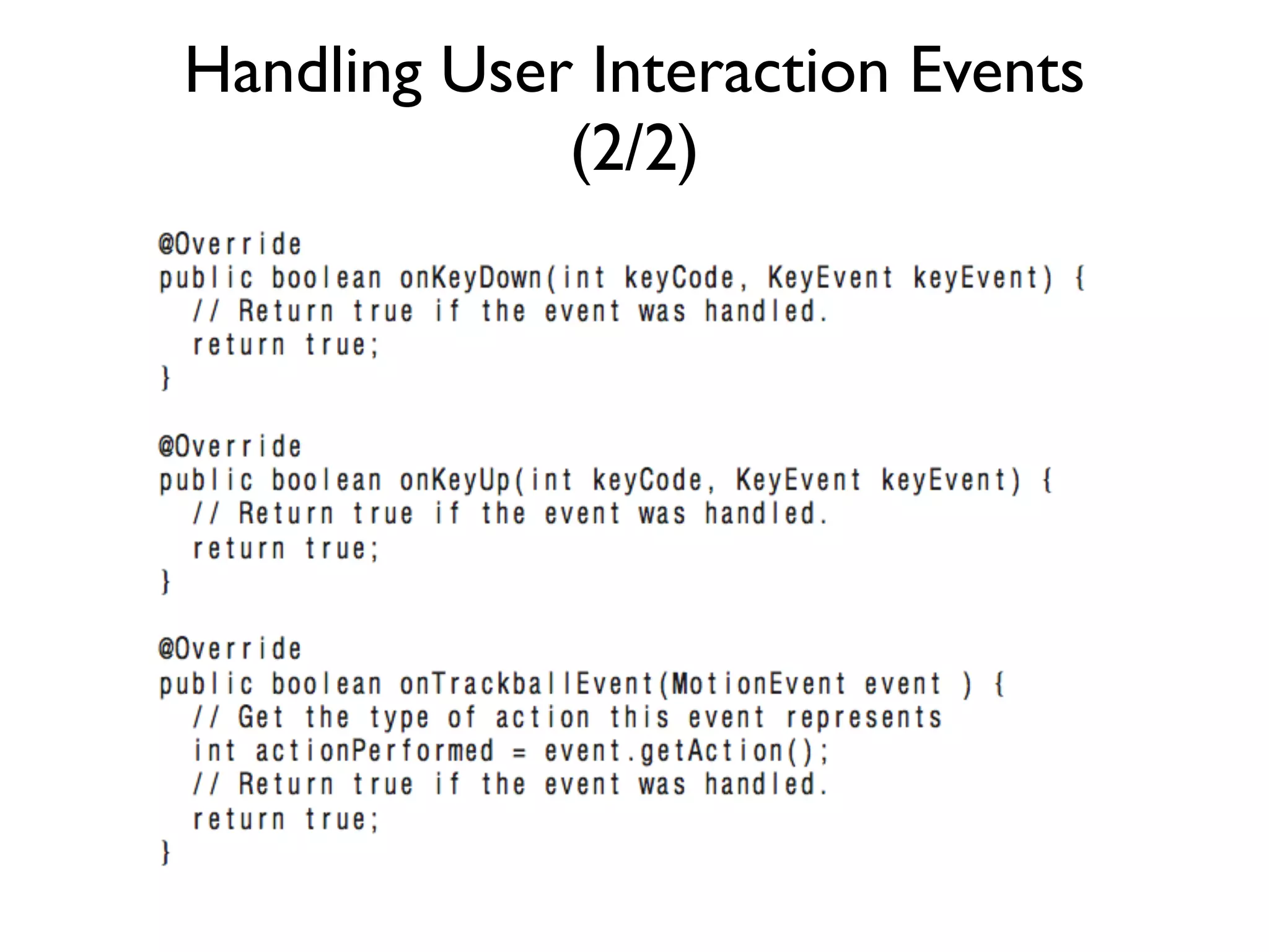 Handling User Interaction Events (2/2) 