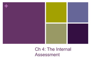 +




    Ch 4: The Internal
    Assessment
 