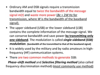 Ssb Bandwidth Bandwidth Efficient Amplitude Modulation Techniques: SSB, VSB, and ...