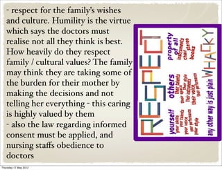 - respect for the family’s wishes
   and culture. Humility is the virtue
   which says the doctors must
   realise not all...