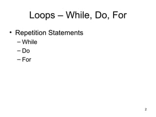 C Programming Looping Statements For Students | PPT