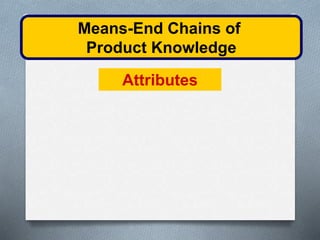 Means-End Chains of 
Product Knowledge 
Attributes 
 
