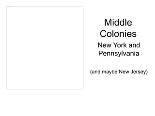 Middle
Colonies
New York and
Pennsylvania
(and maybe New Jersey)
 