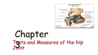 Tests and Measures of the hip
Joint
Chapter
3
 