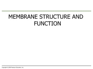 MEMBRANE STRUCTURE AND FUNCTION Copyright © 2009 Pearson Education, Inc. 
