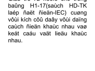 Giaù trò I’z ñöôïc cho trong 
baûng H1-17(saùch HD-TK 
laép ñaët ñieän-IEC) cuøng 
vôùi kích côû daây vôùi daïng 
caùch ñieän khaùc nhau vaø 
keát caáu vaät lieäu khaùc 
nhau. 
 