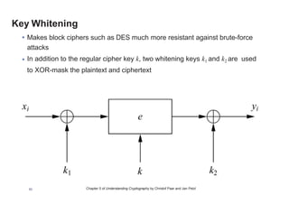 Chapter 5 of Understanding Cryptography by Christof Paar and Jan Pelzl
Triple Encryption
• Encrypt a block three times with three different keys
50
 