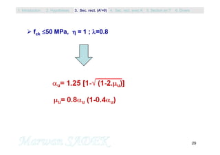 29
 fck 50 MPa,  = 1 ; =0.8
1. Introduction 3. Sec. rect. (A’=0) 5. Section en T2. Hypothèses 4. Sec. rect. avec A’ 6. Divers
 