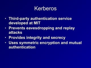 Time in Kerberos
• TGT lifetime is typically 10 hours
• Authenticators contain a timestamp
• Will be rejected if more than...