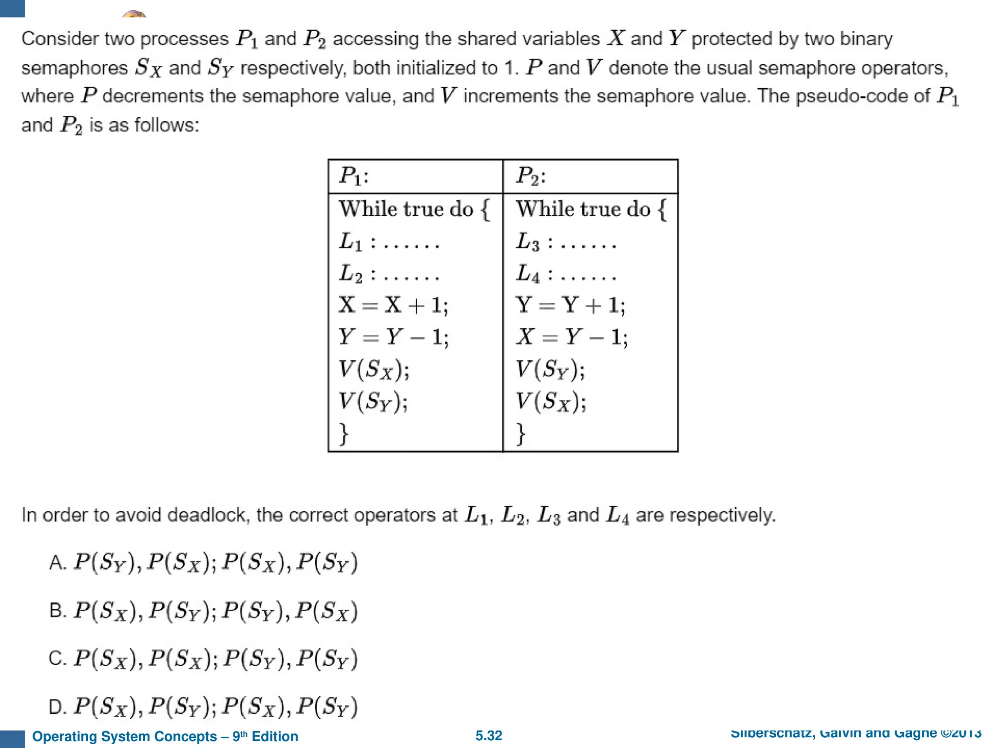 5.32 Silberschatz, Galvin and Gagne ©2013
Operating System Concepts – 9th
Edition
 