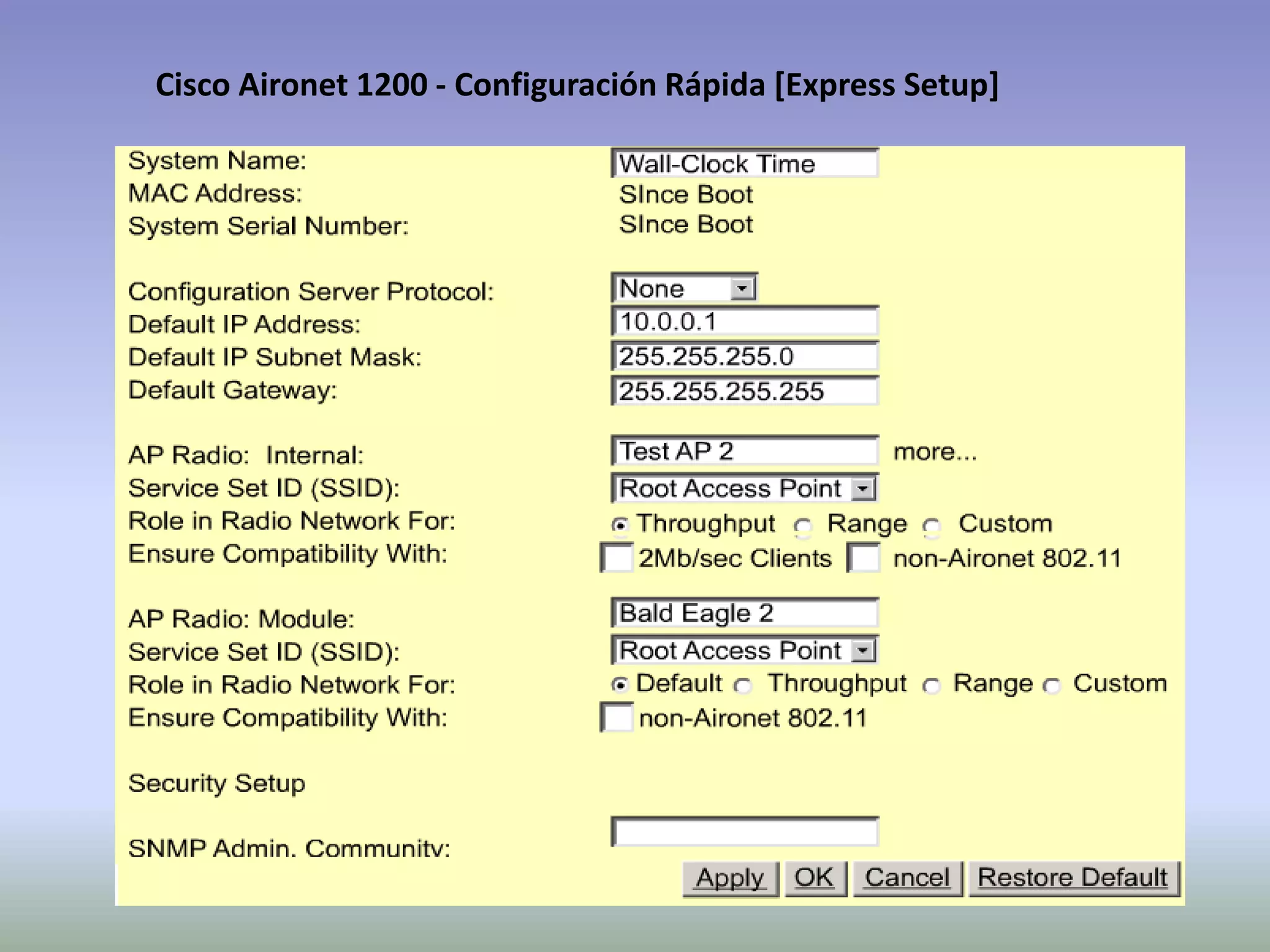 Cisco Aironet 1200 - Configuración Rápida [Express Setup]
 