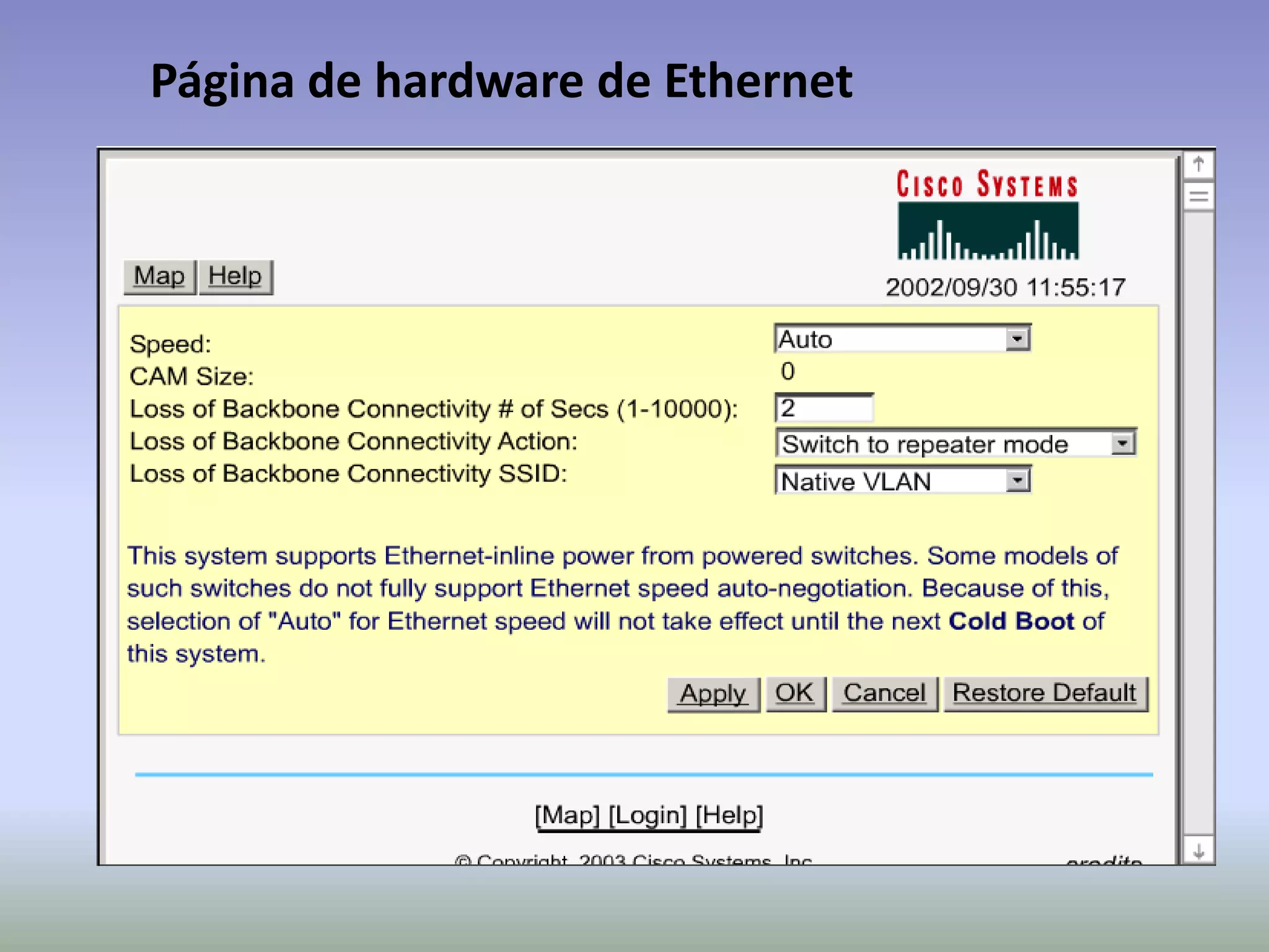 Página de hardware de Ethernet
 