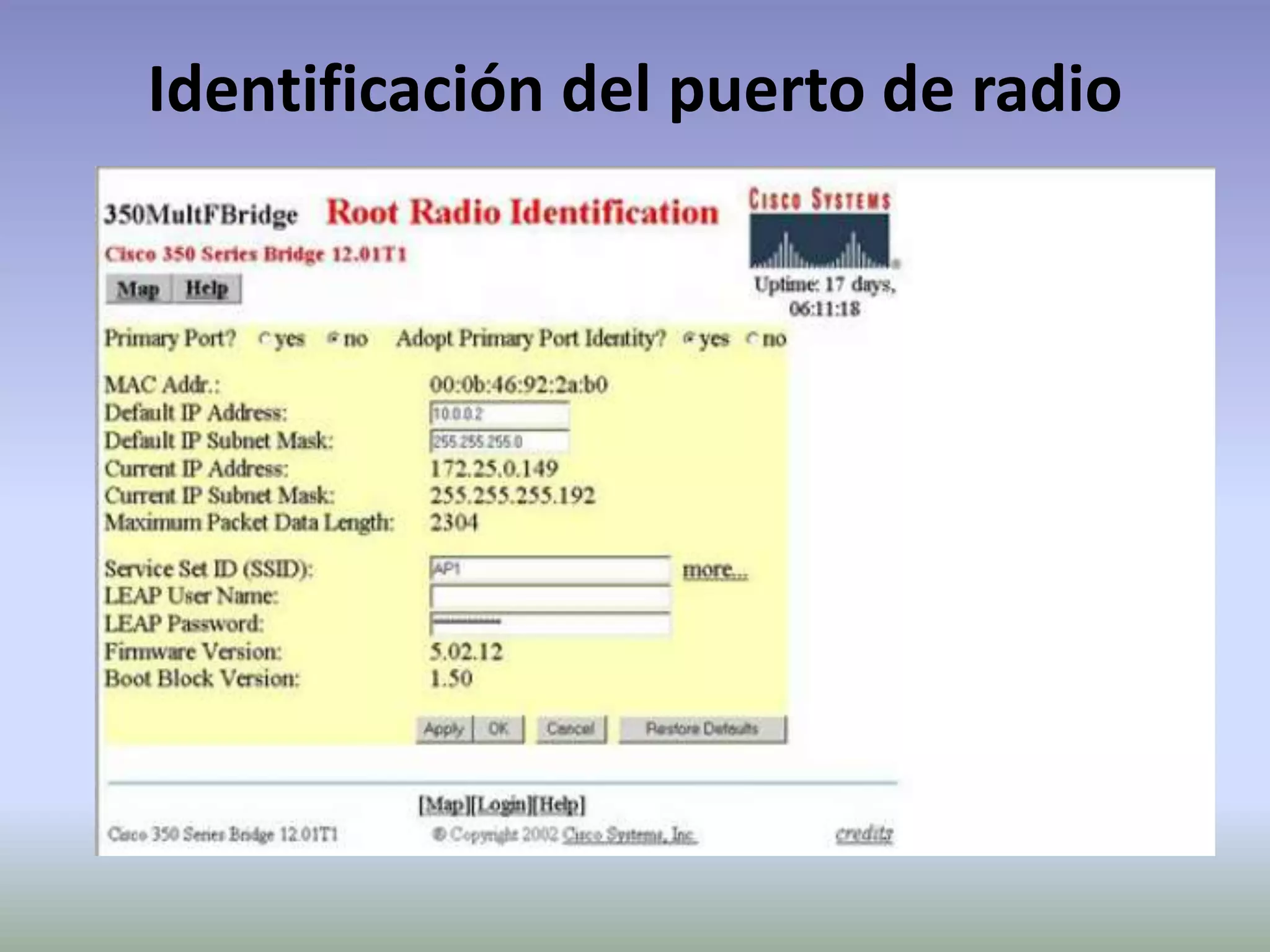 Identificación del puerto de radio
 