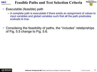 Path Predicatessoftware Testing Ch5-DataFlowTesting.ppt for ug ii year exam | PPT