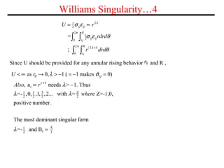 Williams Singularity…4
( )
0
0
21
2
2
1
20
2A 2 1
0
=
ij ij
R
ij ij
r
R
r
U r
rdrd
r drd
λ
π
λ
σ ε
σ ε θ
θ+
= ∝
∫ ∫
∫ ∫;
S...