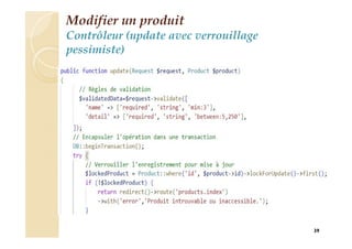 Modifier un produit
Contrôleur (update avec verrouillage
pessimiste)
39
 