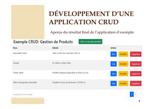 DÉVELOPPEMENT D’UNE
APPLICATION CRUD
Aperçu du résultat final de l’application d’exemple:
9
 