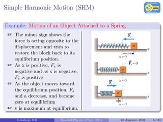 Example Shm Reduplication General Physics (Phys 1011): Oscillations & Waves | PDF
