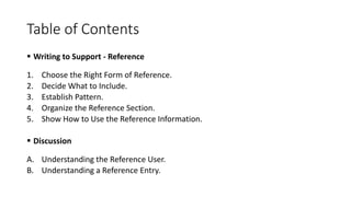 Software Documentation - writing to support - references | PPT