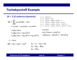Chapter 4
Antennas and Propagation Slide 28
Tschebyscheff Example
M = 3 (6 antenna elements)
 