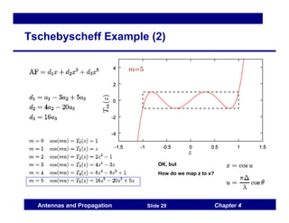 Chapter 4
Antennas and Propagation Slide 29
Tschebyscheff Example (2)
OK, but
How do we map z to x?
 