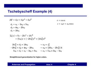 Chapter 4
Antennas and Propagation Slide 31
Tschebyscheff Example (4)
Straightforward generalization for higher orders.
 