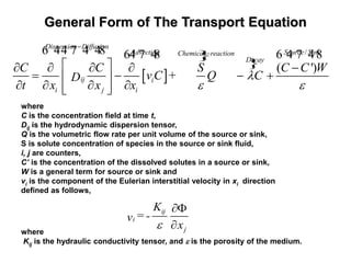 Basics of Contaminant Transport in Aquifers (Lecture) | PPT