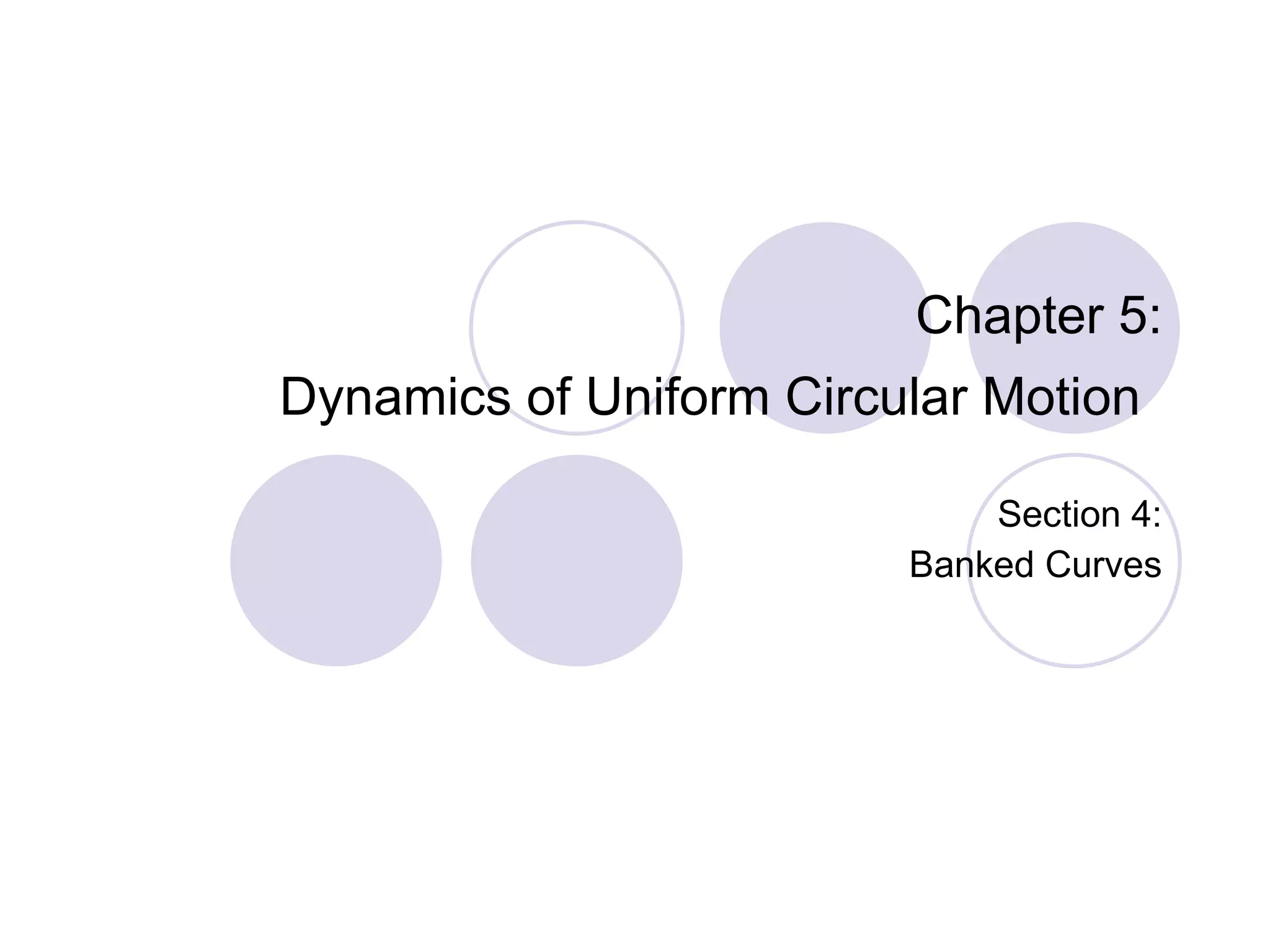 Chapter 5: Dynamics of Uniform Circular Motion   Section 4: Banked Curves 