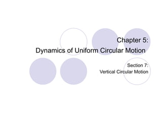 Chapter 5: Dynamics of Uniform Circular Motion   Section 7: Vertical Circular Motion 