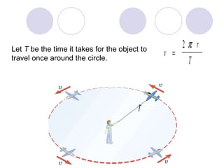 Let  T  be the time it takes for the object to travel once around the circle. 