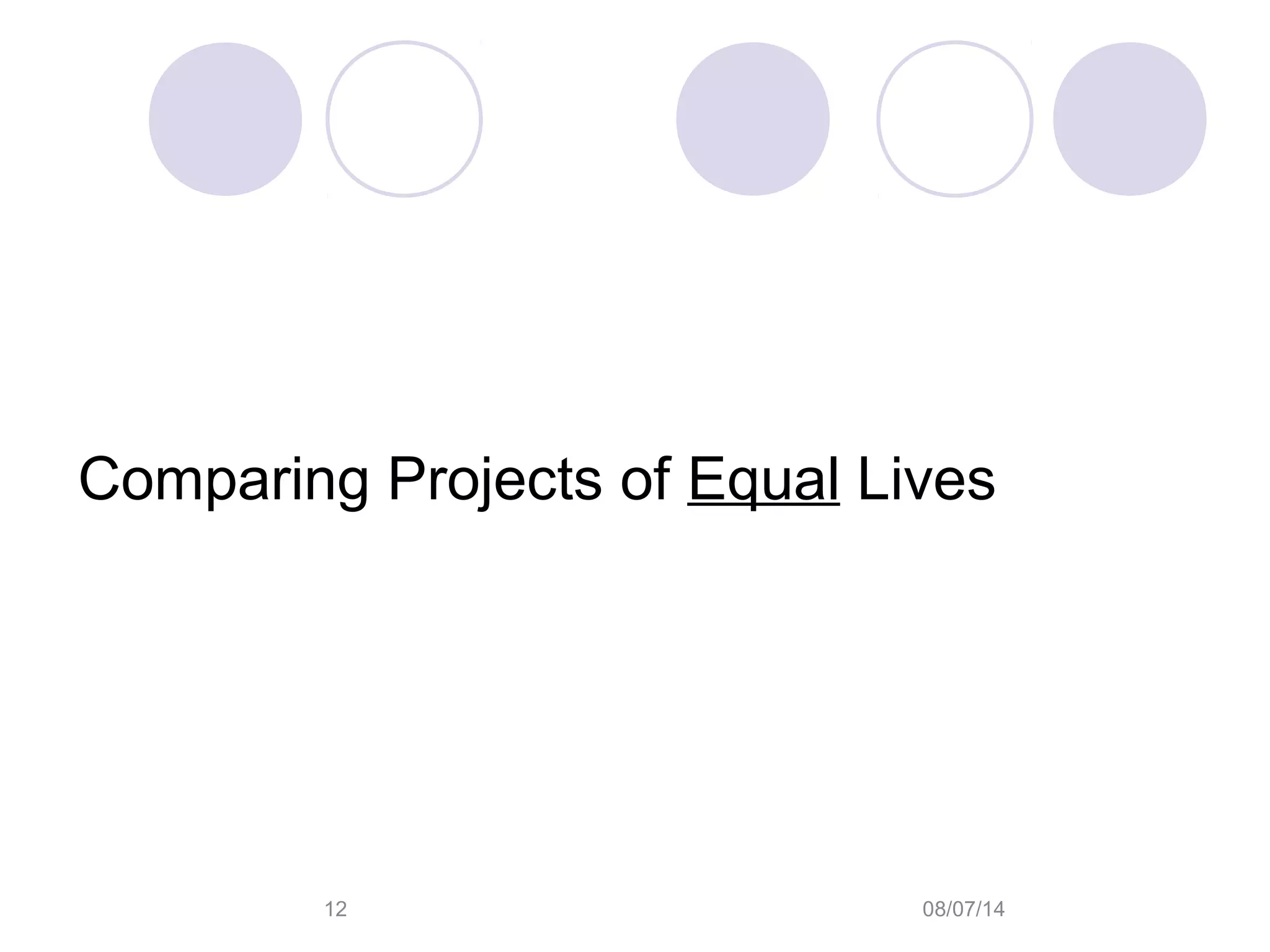08/07/1412
Comparing Projects of Equal Lives
 