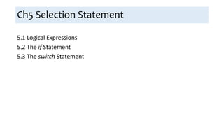 Ch5 Selection Statements | PPT