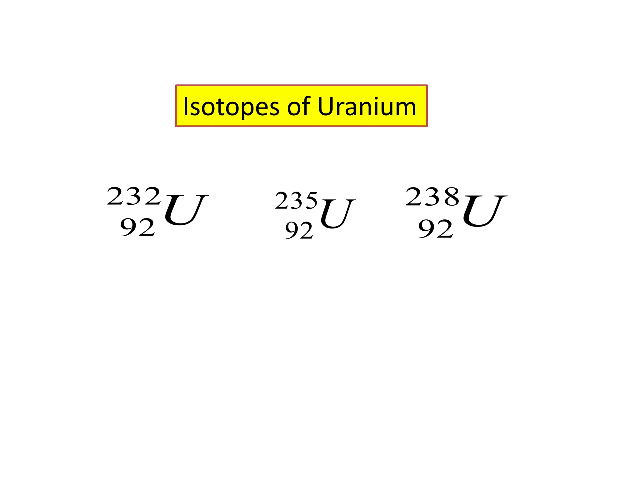 Isotopes of Uranium


232          235       238
  U
 92           92U       92  U
 