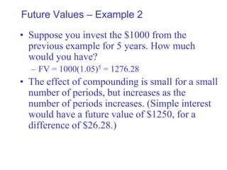 Future Value Example Problems Ch 5 Time Value Money.ppt