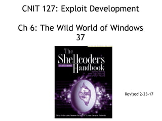 CNIT 127: Exploit Development 
 
Ch 6: The Wild World of Windows 
37
Revised 2-23-17
 