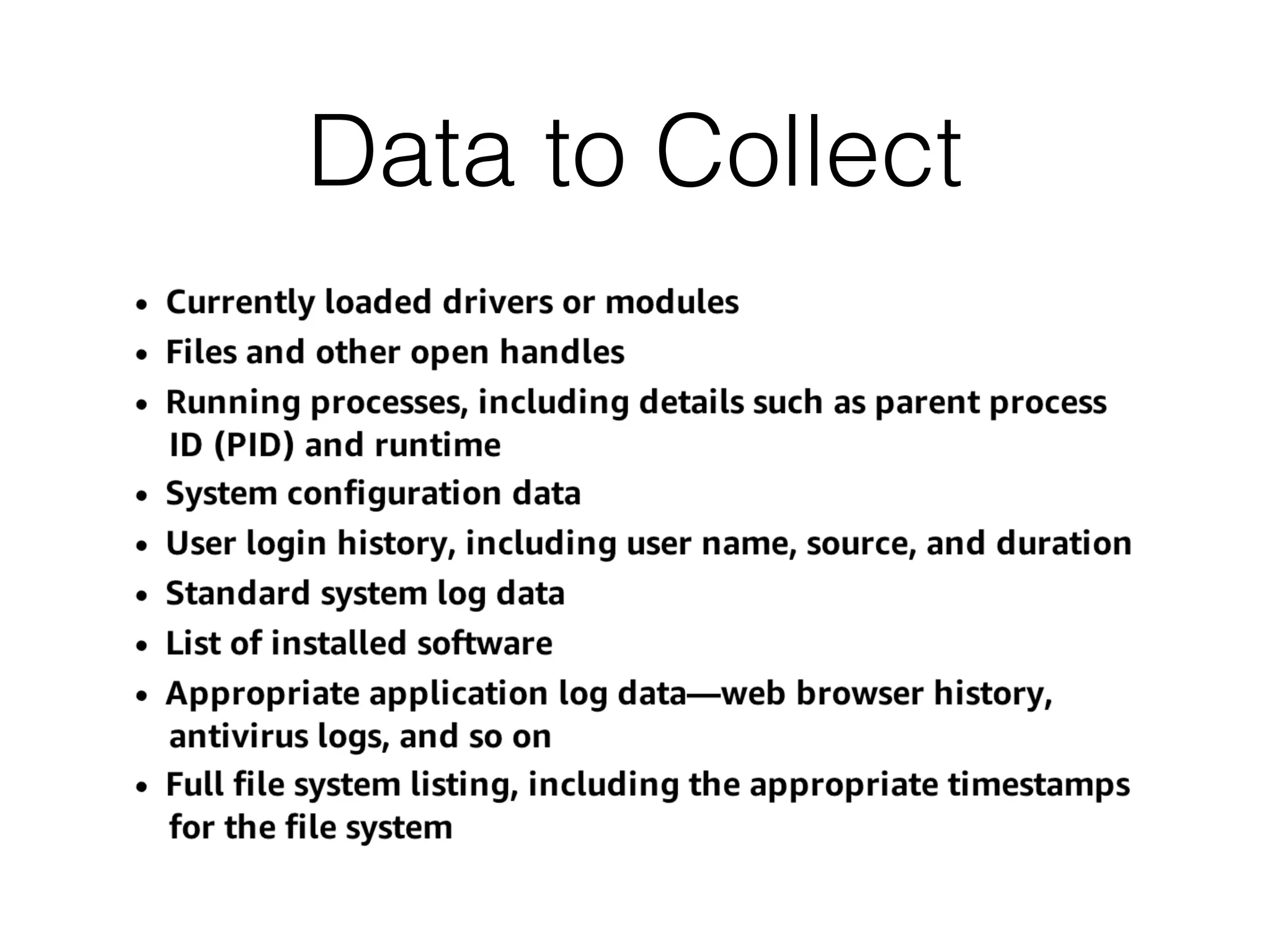 Data to Collect
 