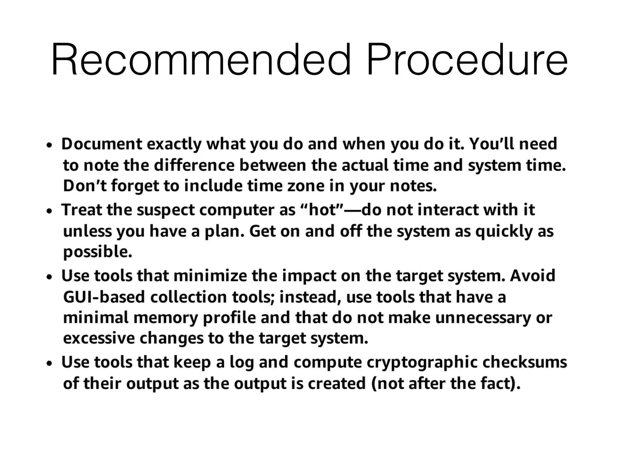 Recommended Procedure
 