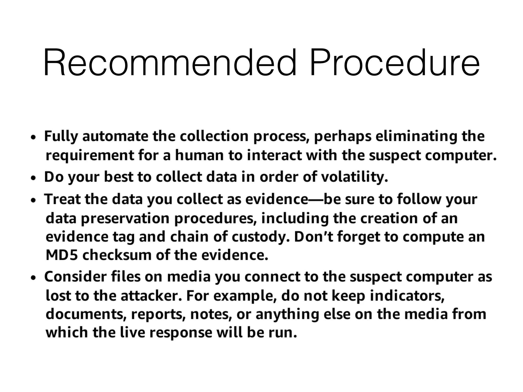 Recommended Procedure
 