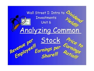 Ch 6   Analyzing Common Stock