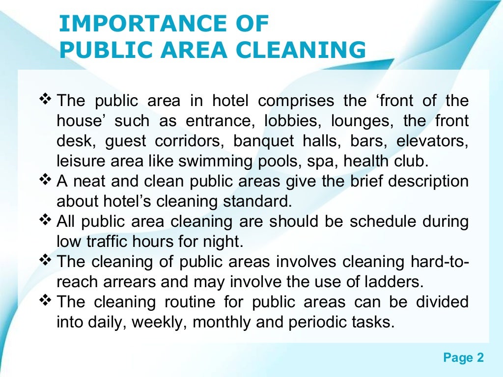 HOUSEKEEPING OPERATION CLEANING PUBLIC AREAS