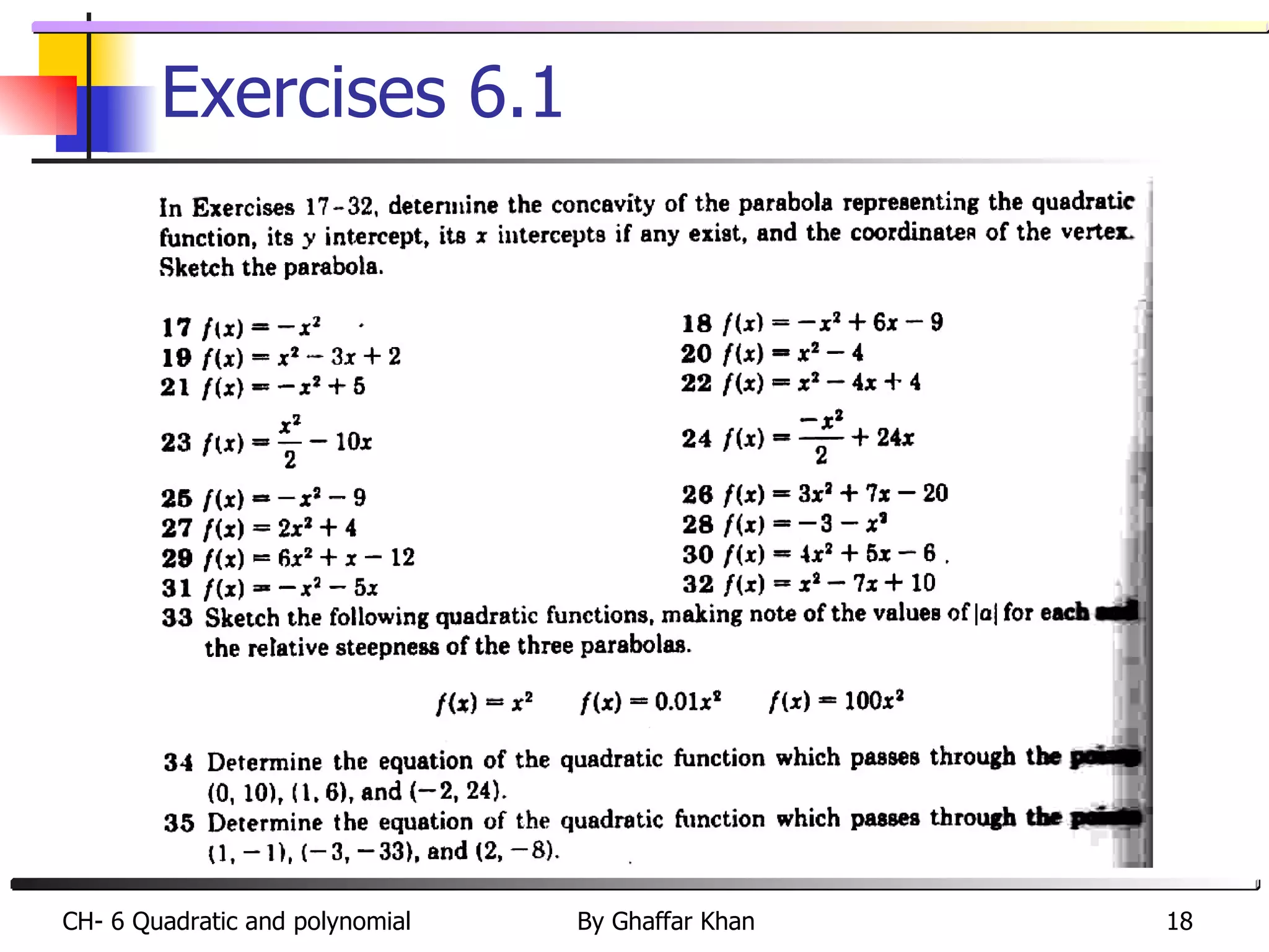 Exercises 6.1